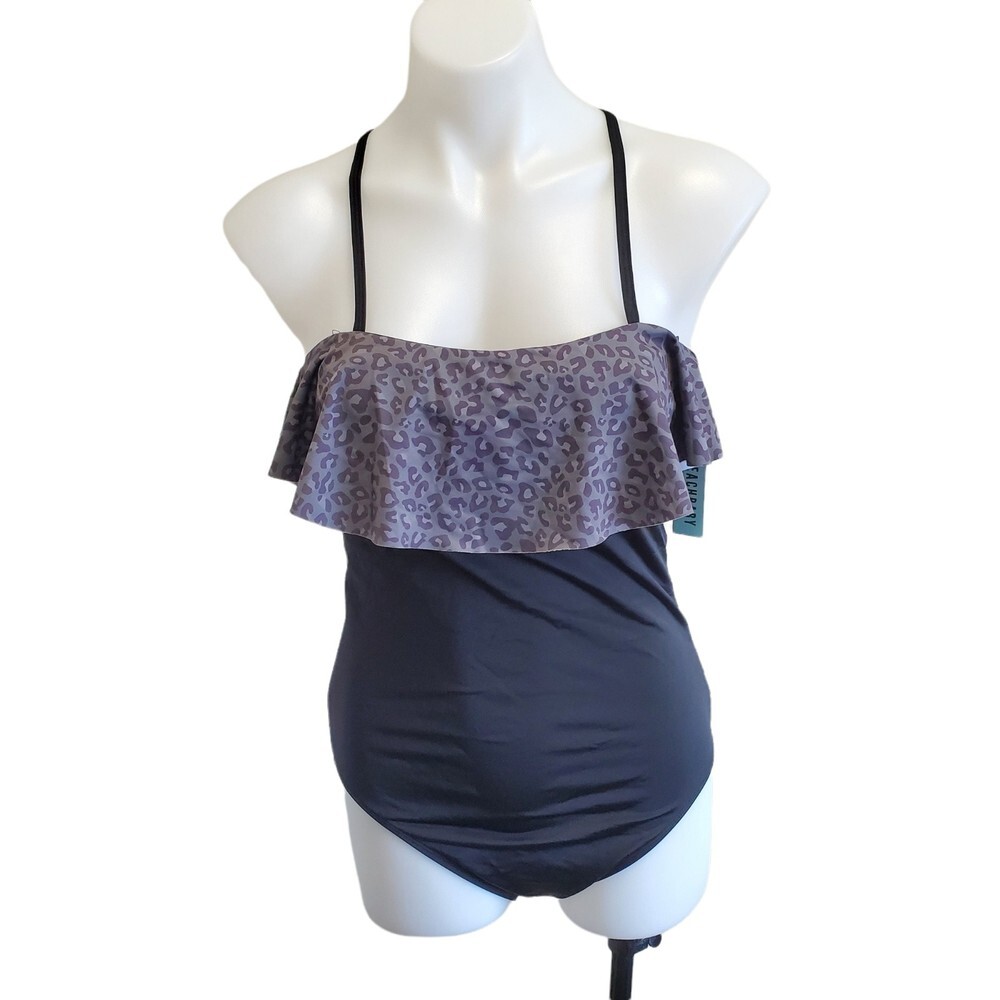 BeachBaby The Bondi Flap Bandeau One Piece Leopard and Lava Rock Sz Large